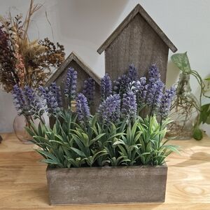 Rustic Lavender Wooden Bird House Planter